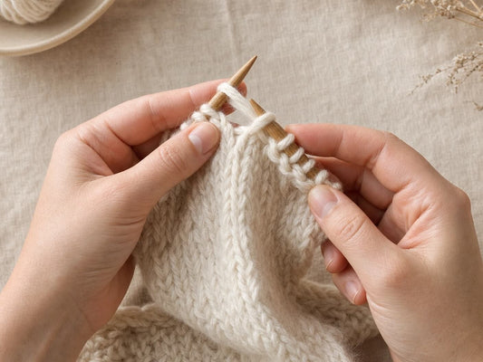 How to cast off knitting basic bind off lifting one stitch over another on US 10.5 bamboo needles with Cloudtouch Baby Alpaca Pima Cotton Blend yarn