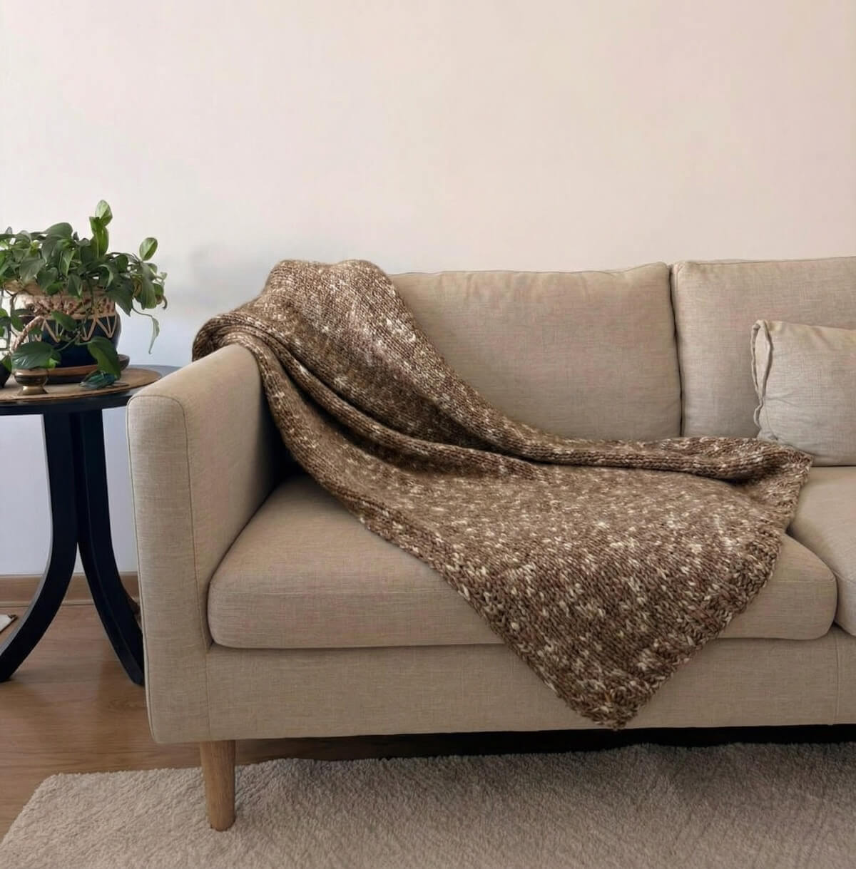 DreamCloud Blanket Kit Brown Ivory Cloudtouch Baby Alpaca Pima Cotton Blanket Knitting Kit for Beginners