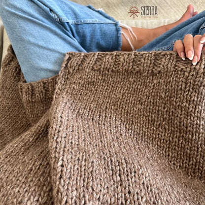 DreamCloud Blanket Kit Brown Cloudtouch Baby Alpaca Pima Cotton Blanket Knitting Kit for Beginners