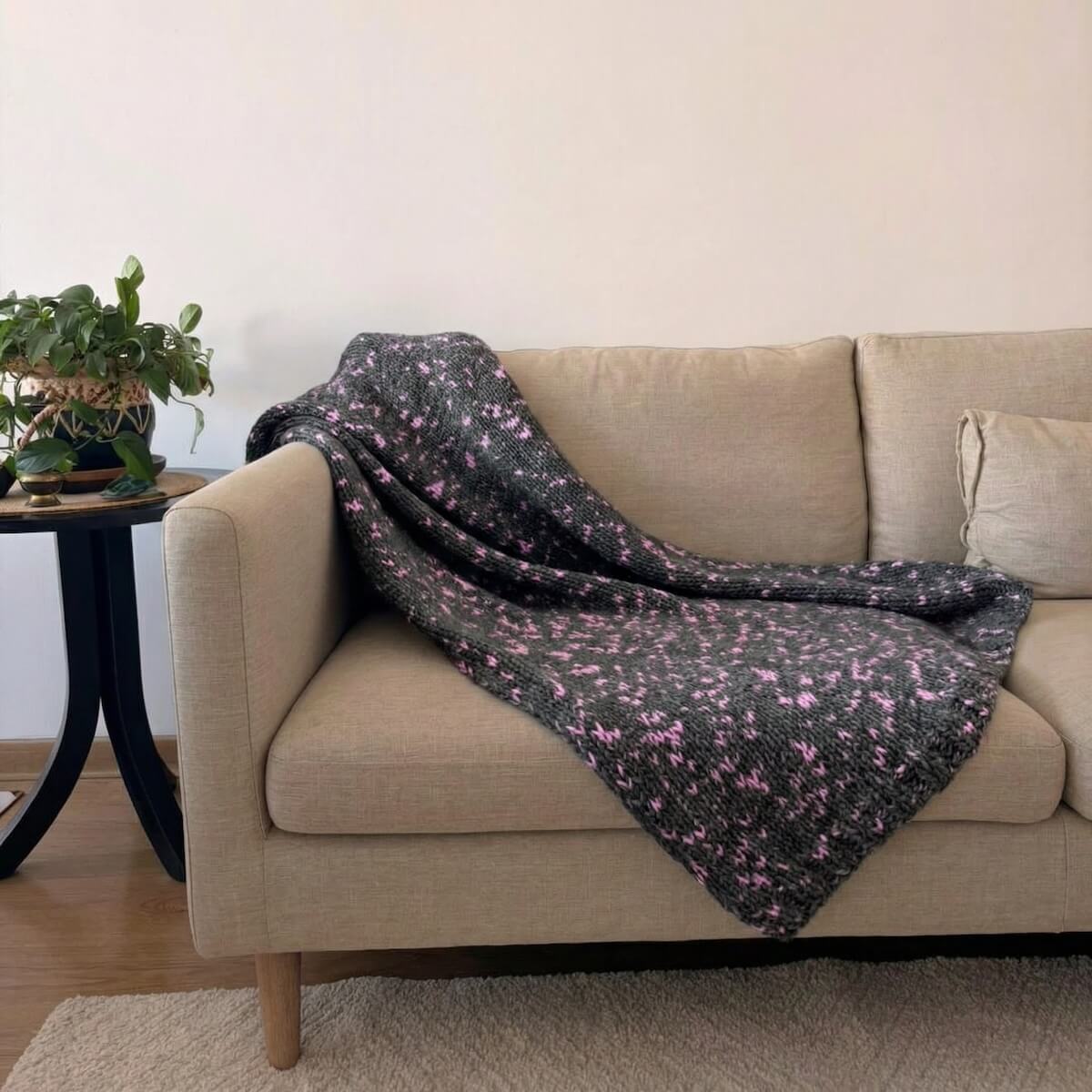 DreamCloud Blanket Kit Charcoal Lavender Cloudtouch Baby Alpaca Pima Cotton Blanket Knitting Kit