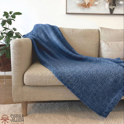 DreamCloud Blanket Kit Indigo Cloudtouch Baby Alpaca Pima Cotton Blanket Knitting Kit for Beginners