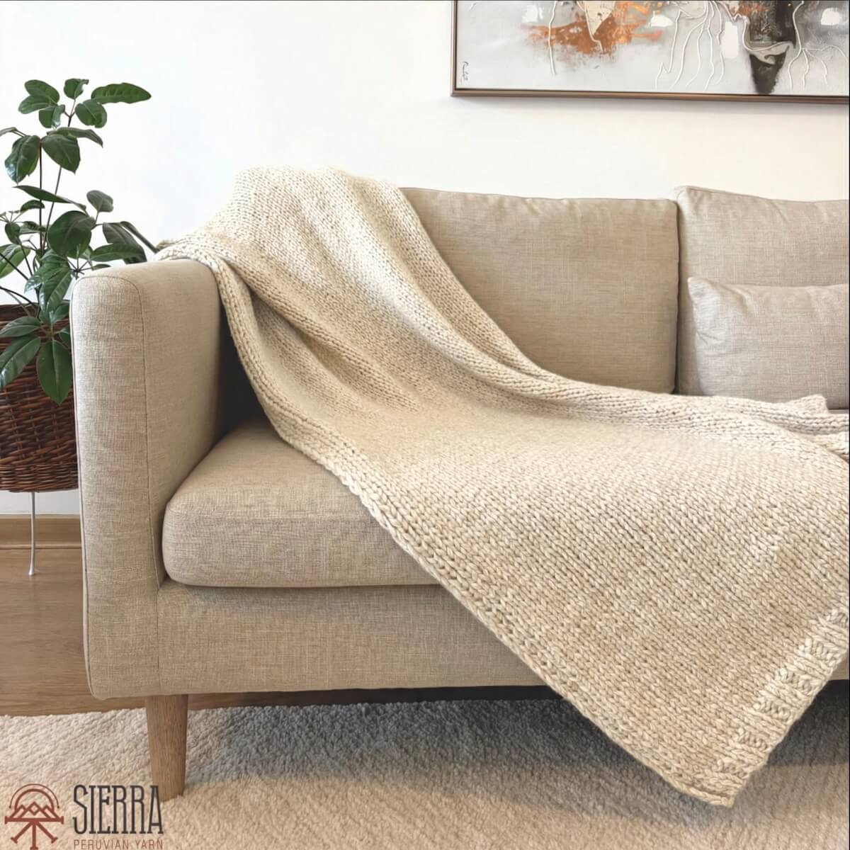 DreamCloud Blanket Kit Ivory Cloudtouch Baby Alpaca Pima Cotton Beginner Knitting Kit