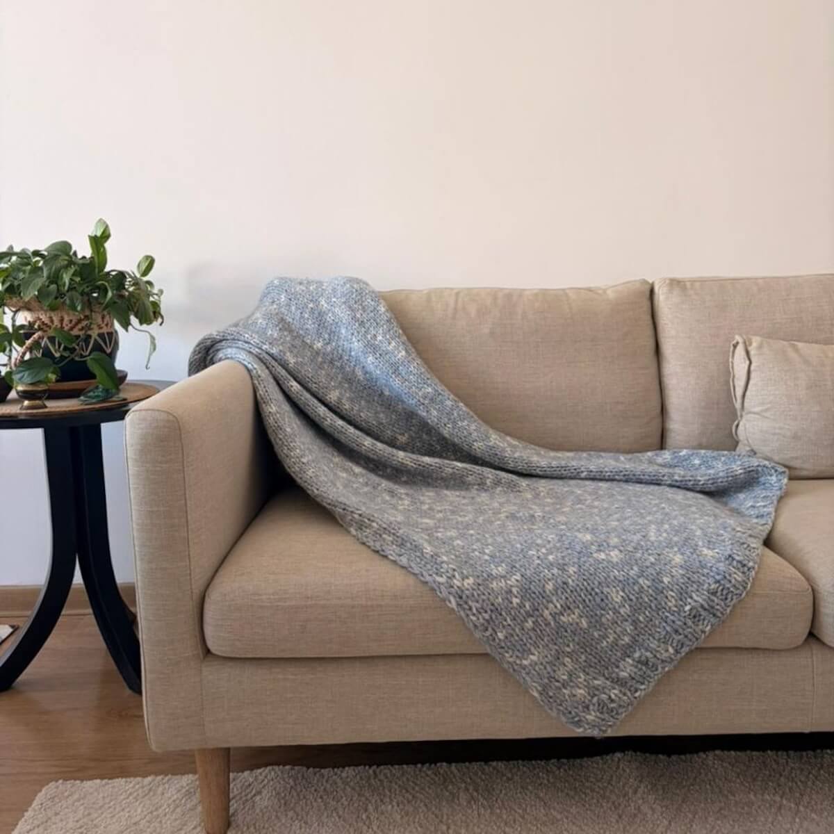 DreamCloud Blanket Kit Light Blue Ivory Cloudtouch Baby Alpaca Pima Cotton Blanket Knitting Kit for Beginners