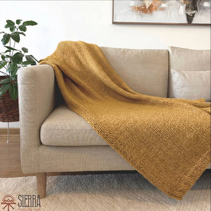 DreamCloud Blanket Kit Mustard Cloudtouch Baby Alpaca Pima Cotton Knitting Kit for Adults