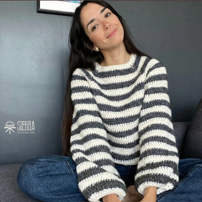 Cloudy Stripes Sweater - Beginner Crochet Kit