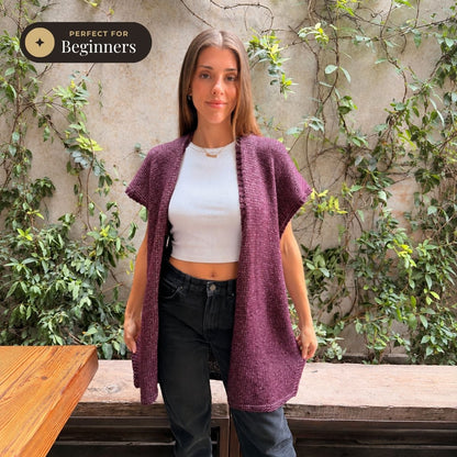 The Open Road Long Vest - Knitting Kit