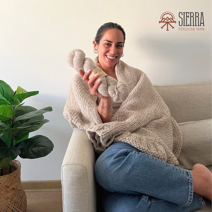 DreamCloud Blanket Kit Beige Cloudtouch Baby Alpaca Pima Cotton Beginner Blanket Knitting Kit