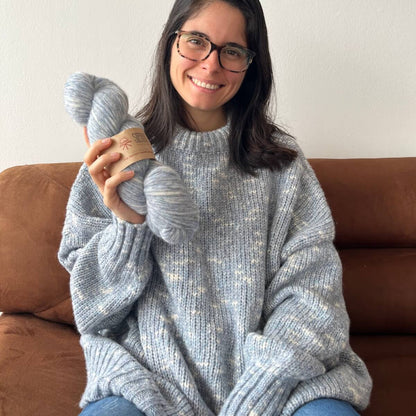 Alpaca Hug Oversize Sweater Knitting Kits in Light Blue with Yarn Skeins Baby Alpaca Pima Cotton Blend